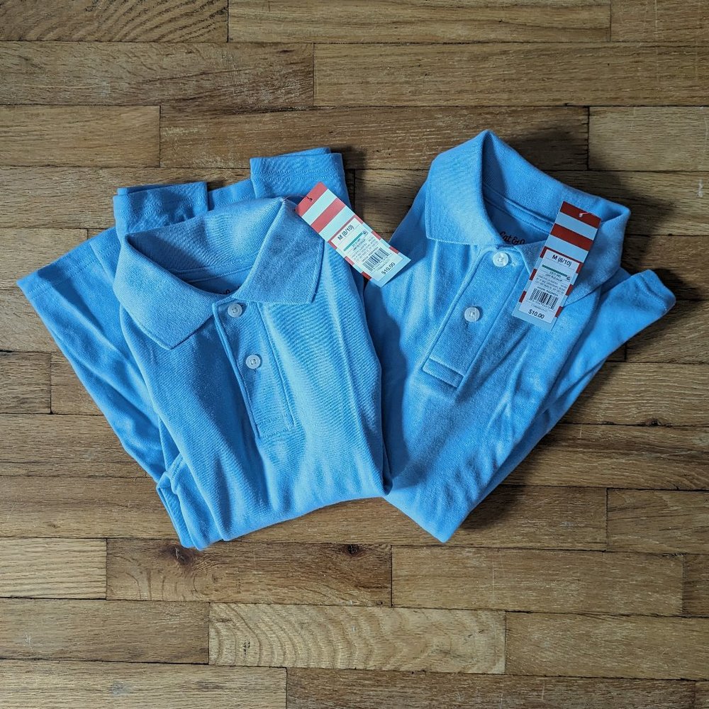 Cat & Jack 2 Long-sleeved Light Blue Polos size M [8/10] NWT